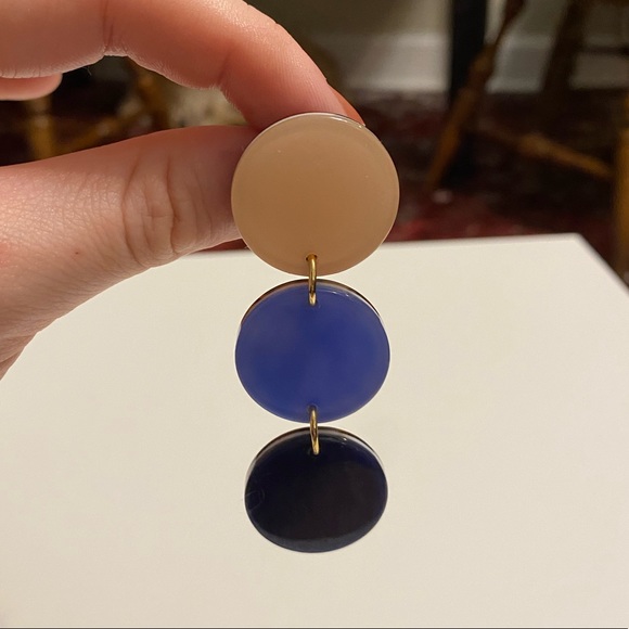 J. Crew Navy, Blue and Beige Disc Earrings - Picture 2 of 3